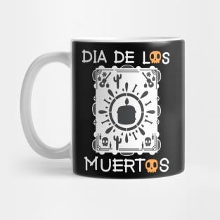 Dia De Los Muertos - White and Dark Orange - Papel Picado - Black Candle Mug